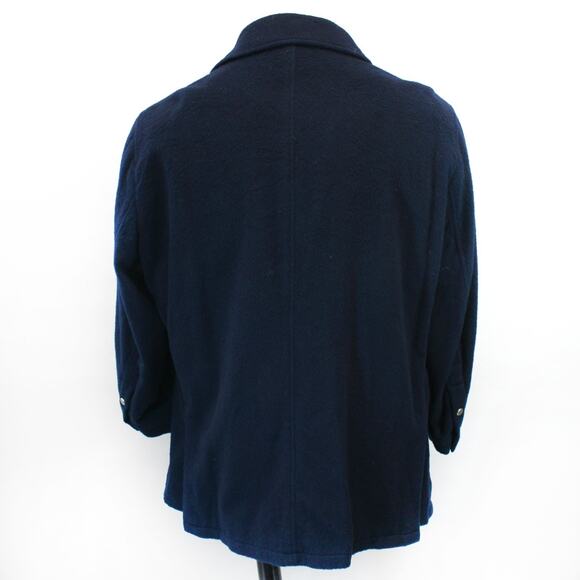 Paul Fredrick Men's Navy Blue Wool Blend Coat Jacket Large Pocket Button Classic - Picture 5 of 6